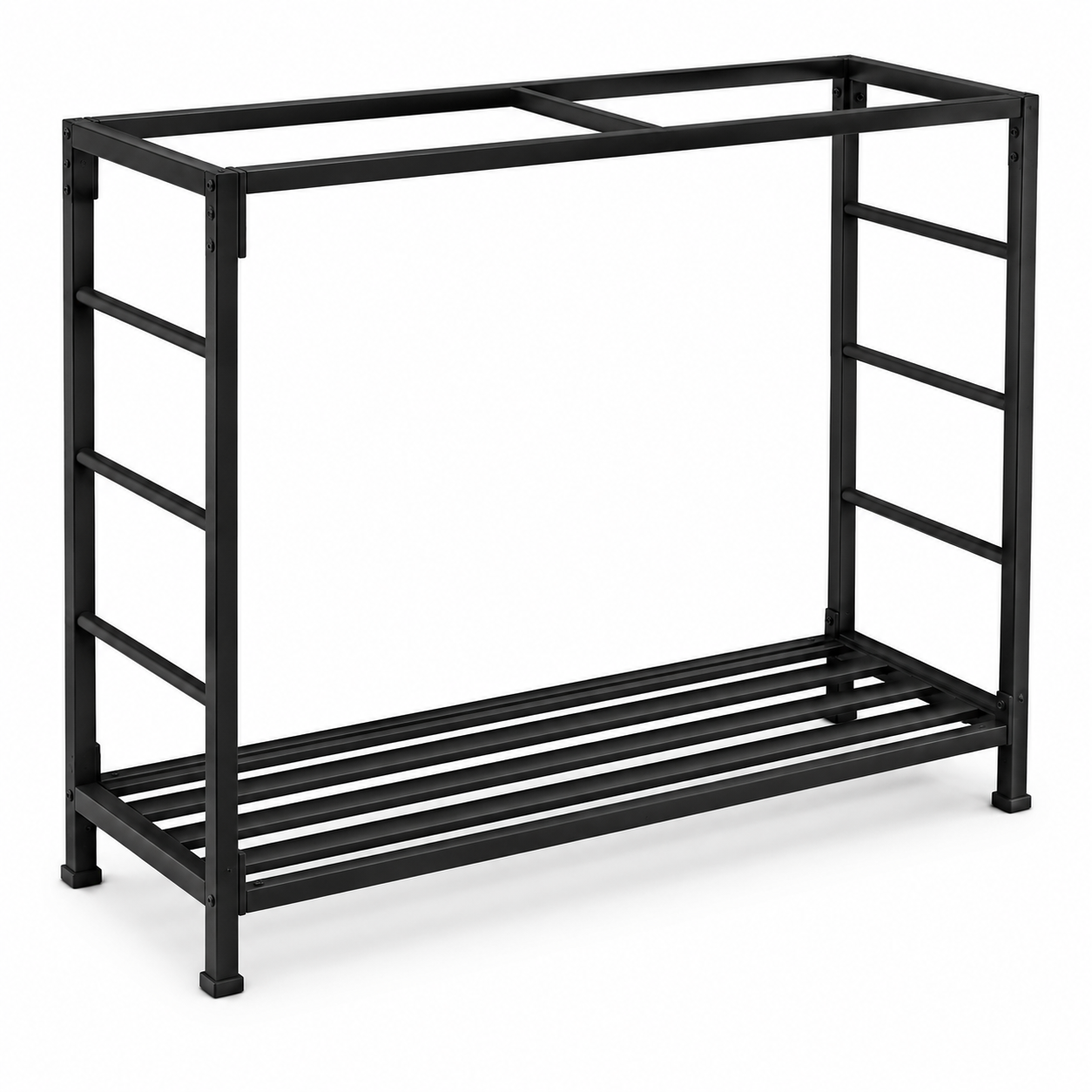 Kaminholzregal Metall Schwarz 120x35x120 cm für überdachte Bereiche-CasterraHome