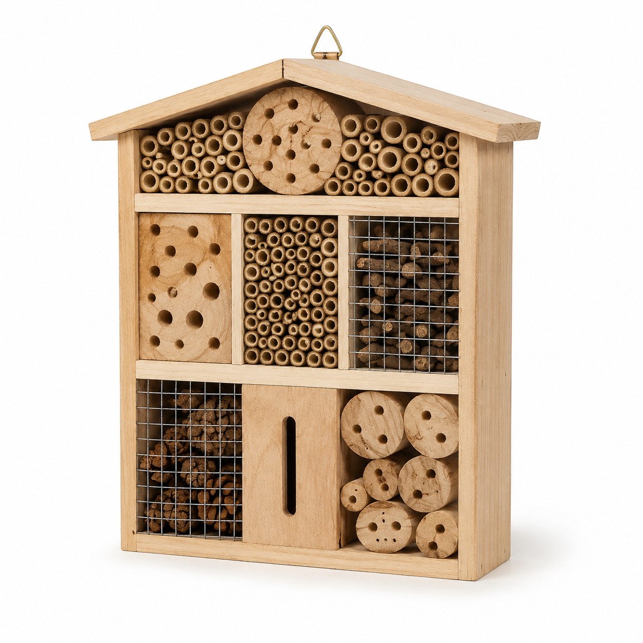 Insektenhotel Holz Natur 30x10x40 cm für Balkon und Garten-CasterraHome