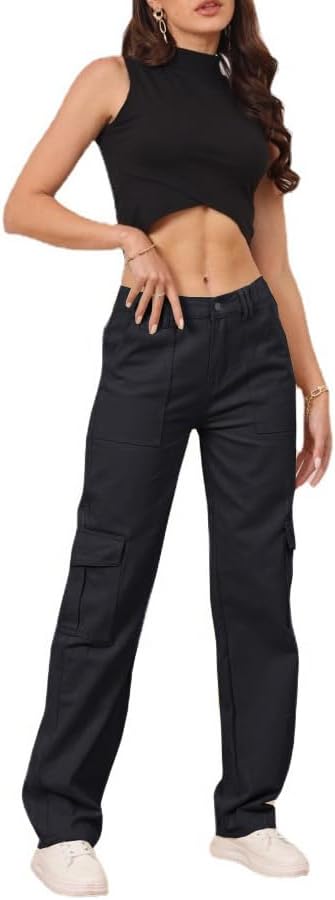 Cargo Pants for Women High Waisted Casual Pants Y2K Streetwear with 6 Pockets