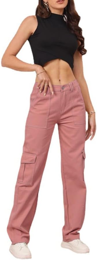 Cargo Pants for Women High Waisted Casual Pants Y2K Streetwear with 6 Pockets