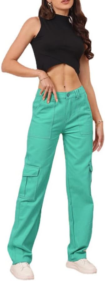 Cargo Pants for Women High Waisted Casual Pants Y2K Streetwear with 6 Pockets