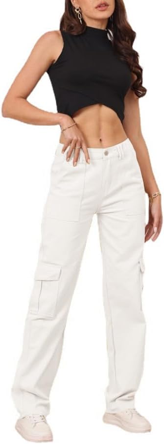 Cargo Pants for Women High Waisted Casual Pants Y2K Streetwear with 6 Pockets