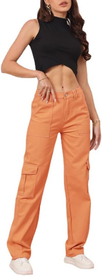 Cargo Pants for Women High Waisted Casual Pants Y2K Streetwear with 6 Pockets