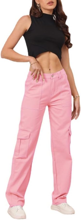 Cargo Pants for Women High Waisted Casual Pants Y2K Streetwear with 6 Pockets