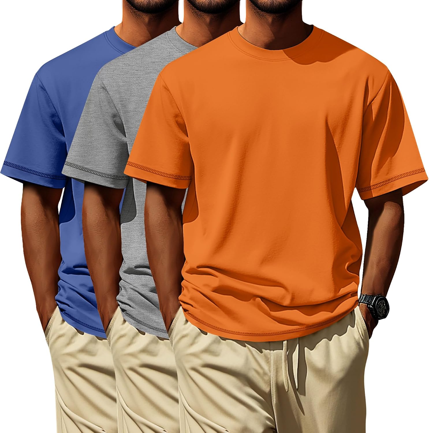 3 Pack Big and Tall Shirts for Men L-7xl, Short Sleeve Men Crewneck Tops Loose Casual Large T-Shirts Summer Basic Tee