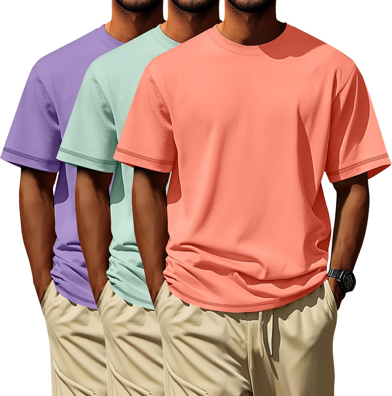 3 Pack Big and Tall Shirts for Men L-7xl, Short Sleeve Men Crewneck Tops Loose Casual Large T-Shirts Summer Basic Tee