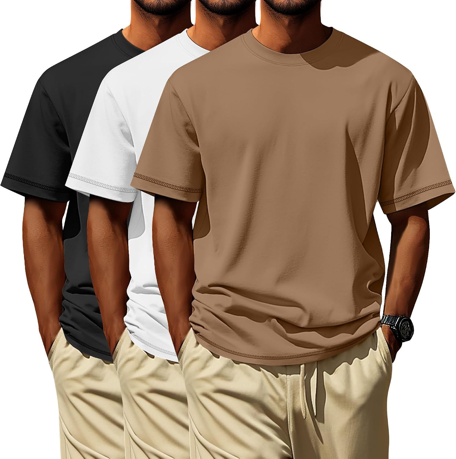 3 Pack Big and Tall Shirts for Men L-7xl, Short Sleeve Men Crewneck Tops Loose Casual Large T-Shirts Summer Basic Tee