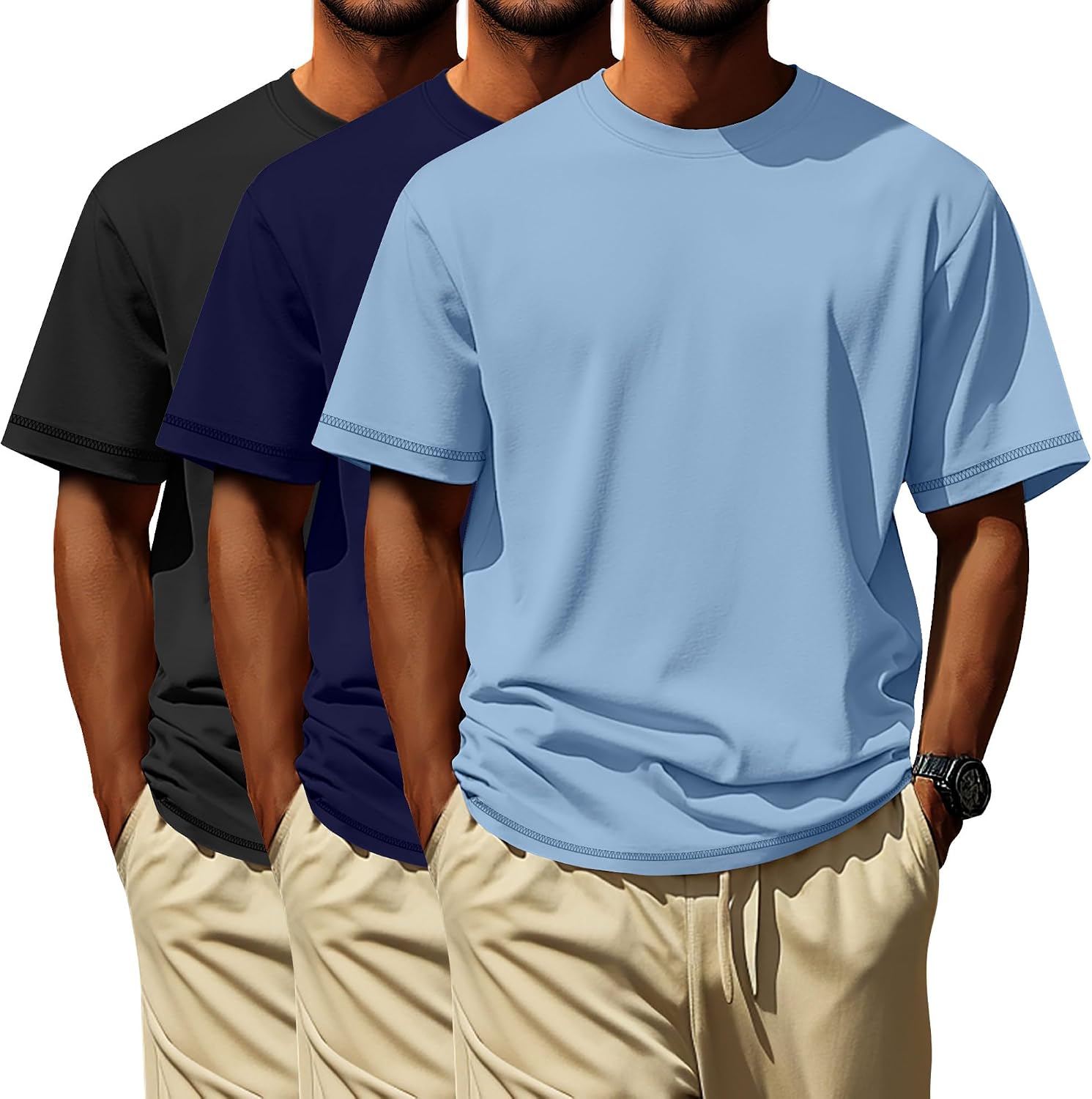 3 Pack Big and Tall Shirts for Men L-7xl, Short Sleeve Men Crewneck Tops Loose Casual Large T-Shirts Summer Basic Tee