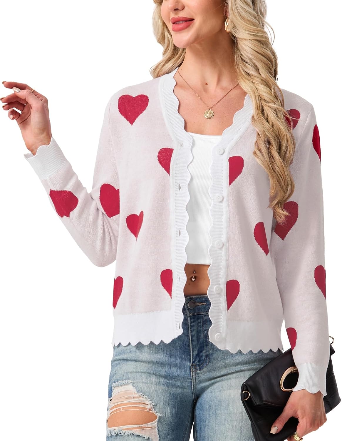 Women's Long Sleeve V-Neck Button Down Cardigan Knit Shrugs Sweater