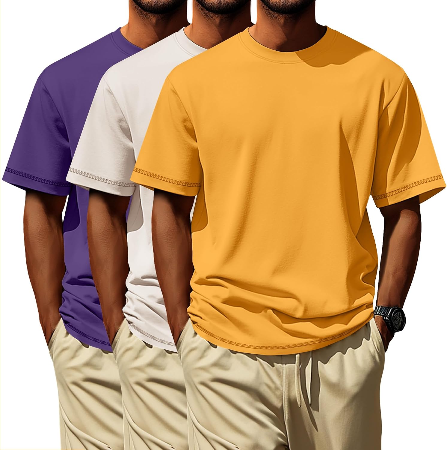 3 Pack Big and Tall Shirts for Men L-7xl, Short Sleeve Men Crewneck Tops Loose Casual Large T-Shirts Summer Basic Tee