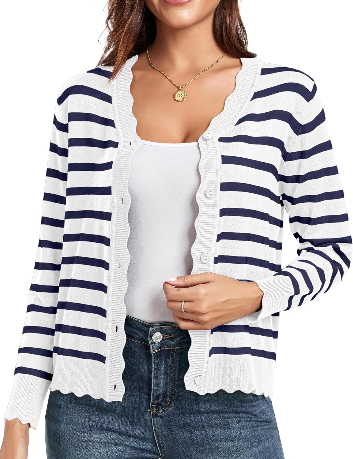 Women's Long Sleeve V-Neck Button Down Cardigan Knit Shrugs Sweater