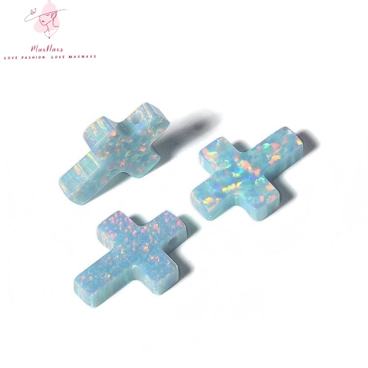 Wholesale Synthetic Opal Charm Blue Fire Cross for Jewelry