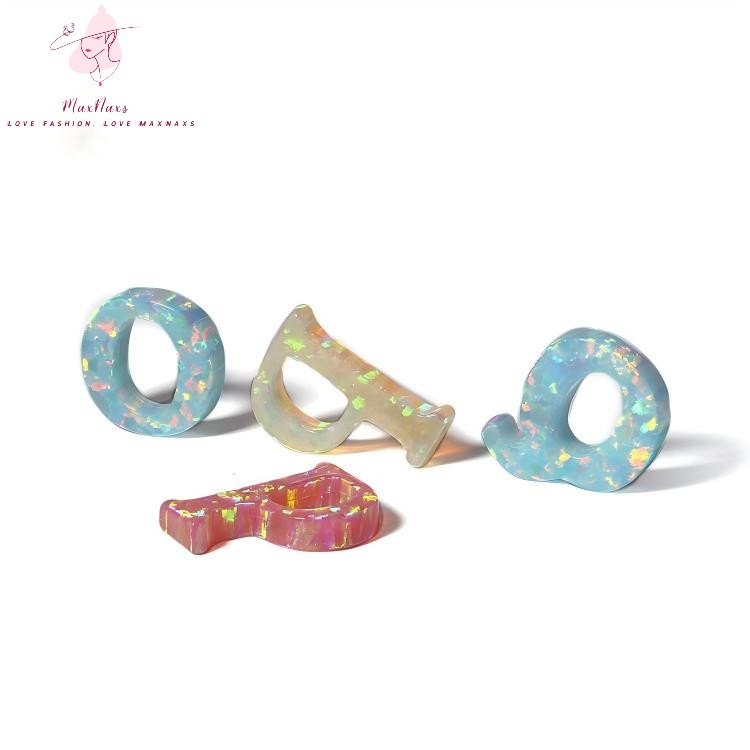 Wholesale 26 Letter Shape Synthetic Opal Loose Stone Charm 
