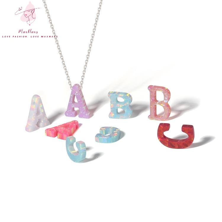 Wholesale 26 Letter Shape Synthetic Opal Loose Stone Charm 