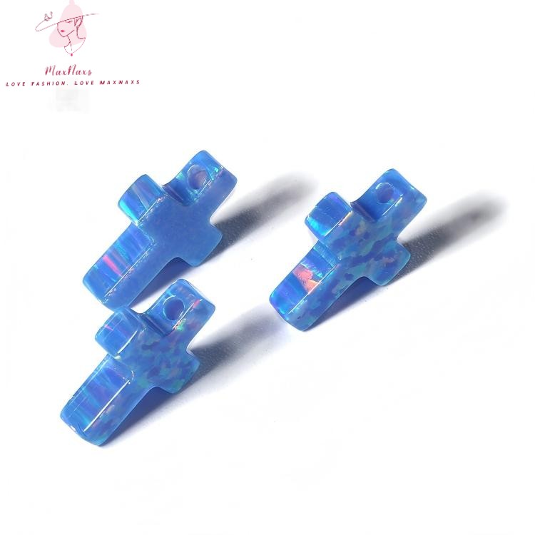 Wholesale Synthetic Opal Charm Blue Fire Cross for Jewelry