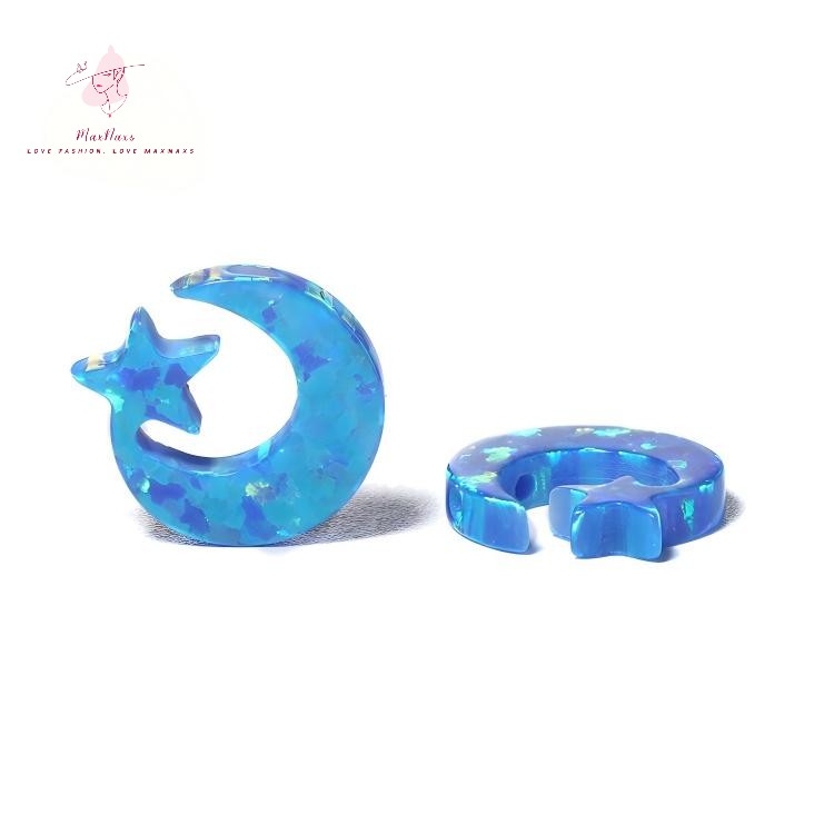 wholesale Lovely Blue Fire Moon and Star Synthetic Opal Loose Gems Stone Charms for Jewelry Making