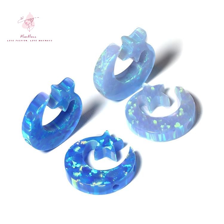 wholesale Lovely Blue Fire Moon and Star Synthetic Opal Loose Gems Stone Charms for Jewelry Making