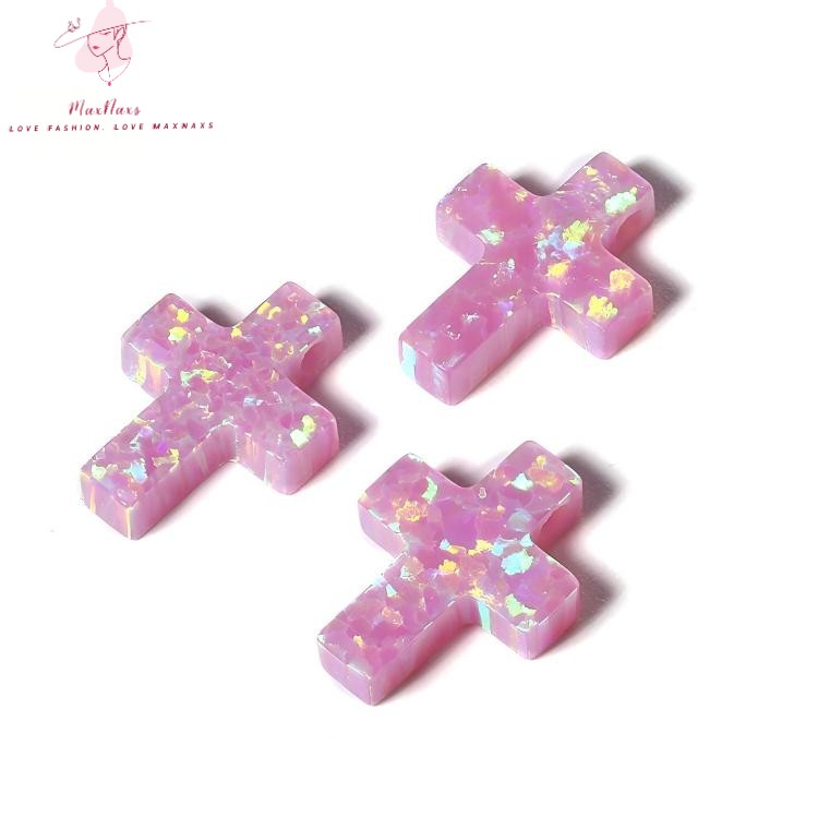 Wholesale Synthetic Opal Charm Blue Fire Cross for Jewelry