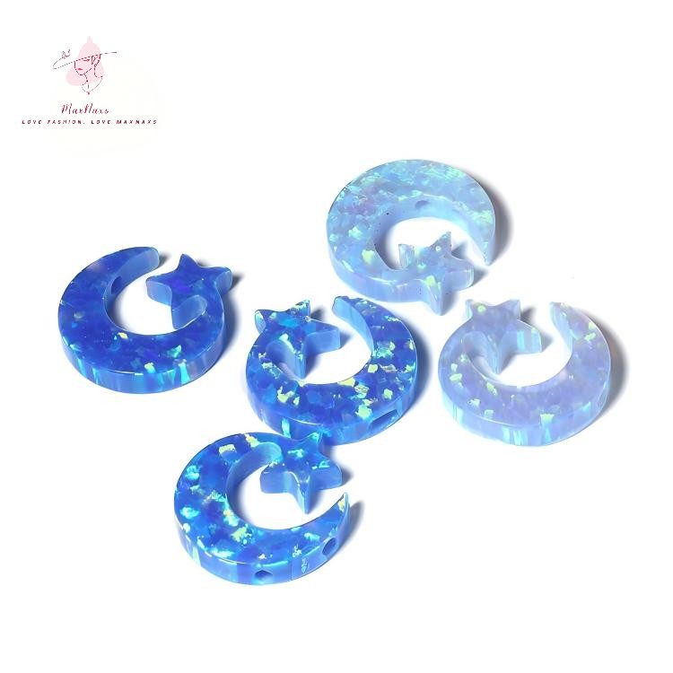 wholesale Lovely Blue Fire Moon and Star Synthetic Opal Loose Gems Stone Charms for Jewelry Making