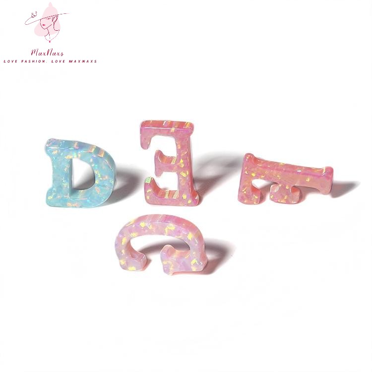 Wholesale 26 Letter Shape Synthetic Opal Loose Stone Charm 