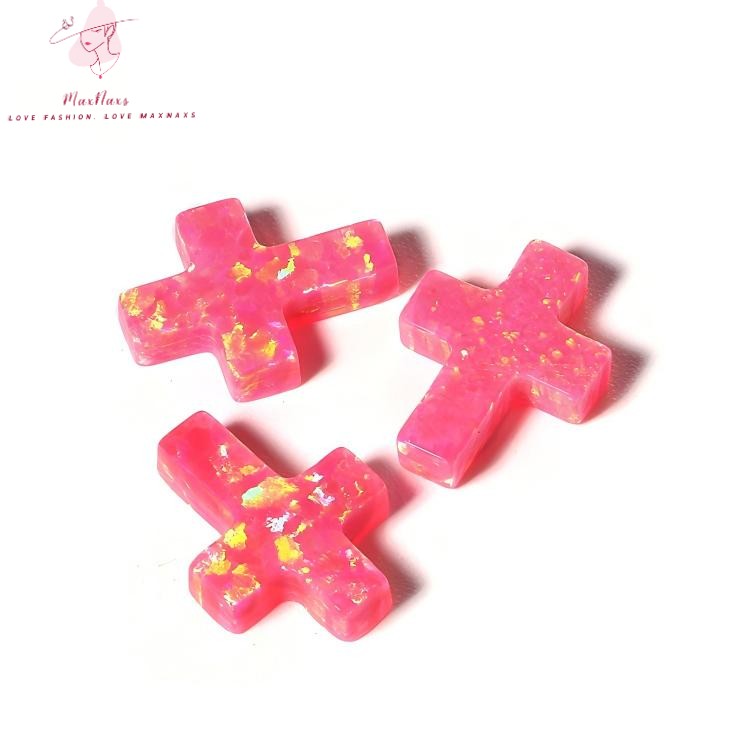 Wholesale Synthetic Opal Charm Blue Fire Cross for Jewelry