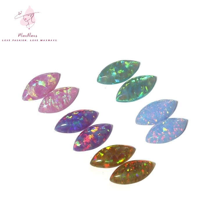 Wholesale Marquise Cabochon Green Synthetic Opal Loose Stone