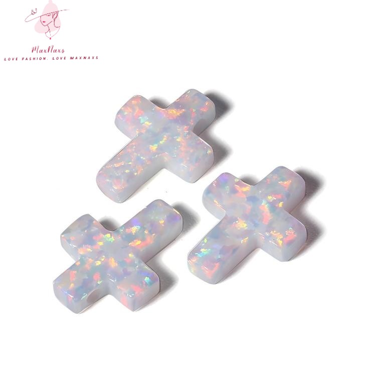 Wholesale Synthetic Opal Charm Blue Fire Cross for Jewelry