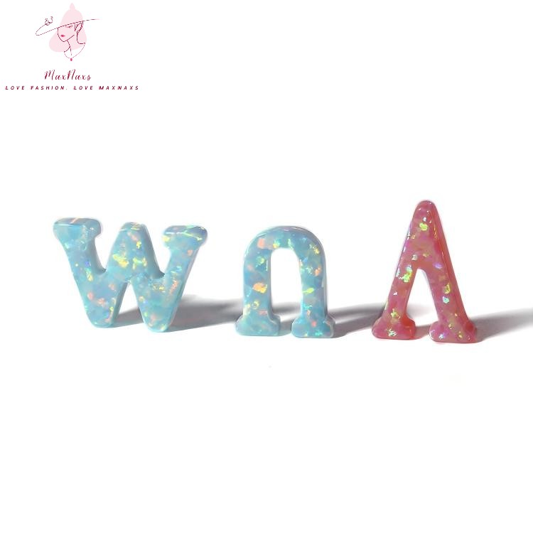 Wholesale 26 Letter Shape Synthetic Opal Loose Stone Charm 