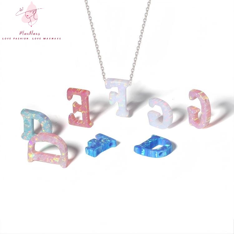 Wholesale 26 Letter Shape Synthetic Opal Loose Stone Charm 