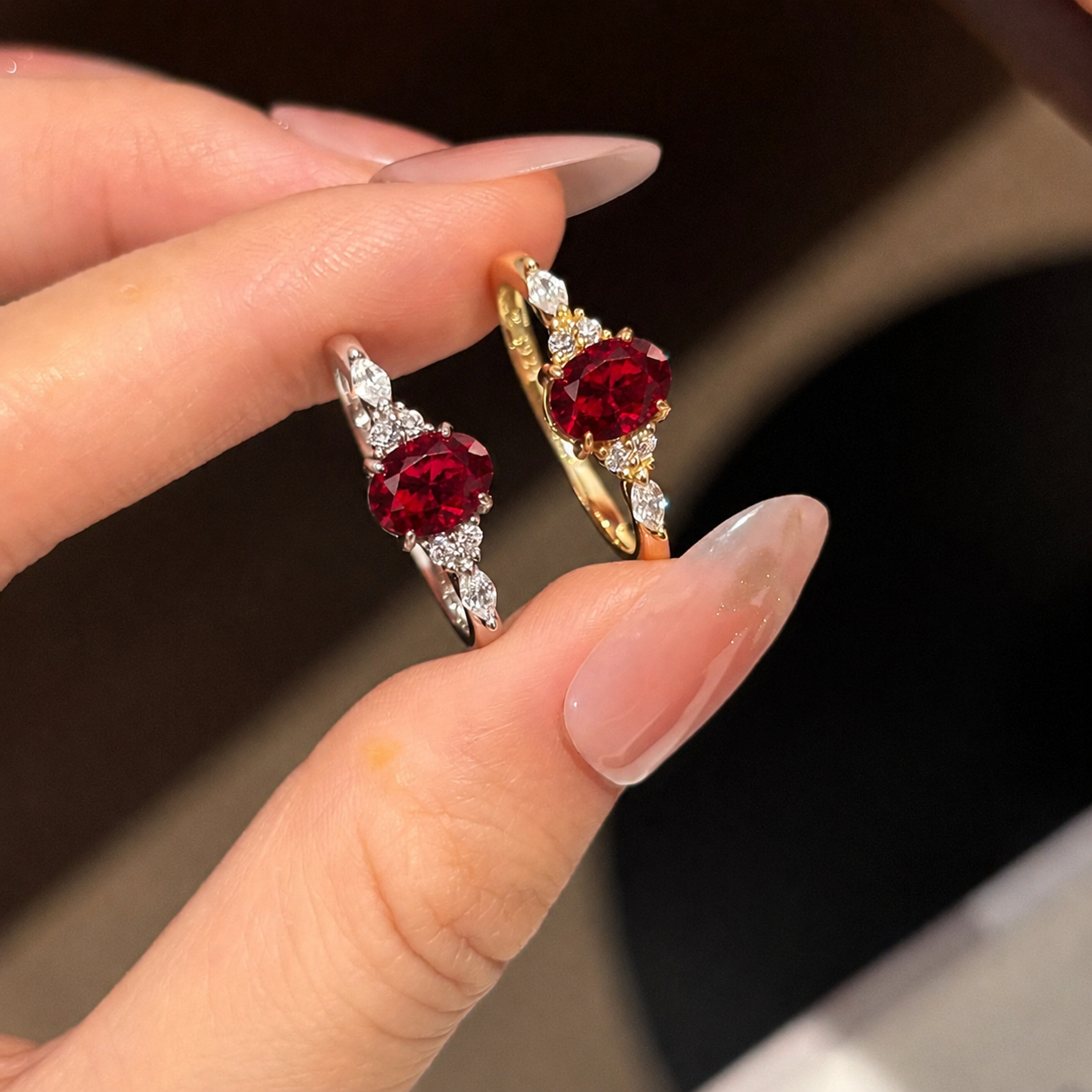 wholesale Pigeon blood 925 pure silver cultivated lab grown ruby ring