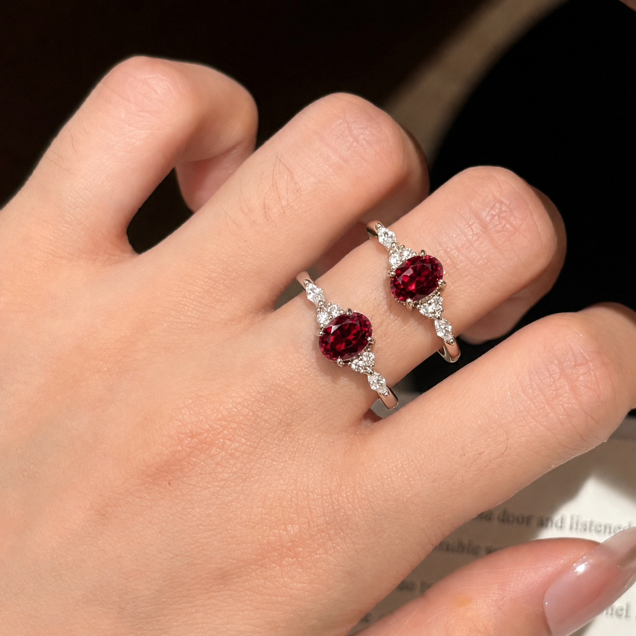 wholesale Pigeon blood 925 pure silver cultivated lab grown ruby ring