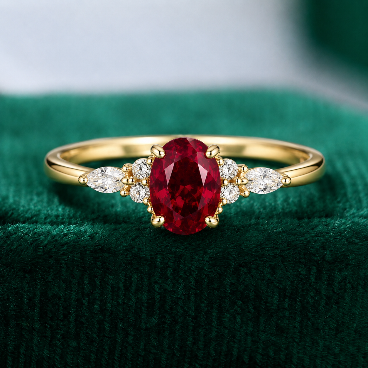 wholesale Pigeon blood 925 pure silver cultivated lab grown ruby ring