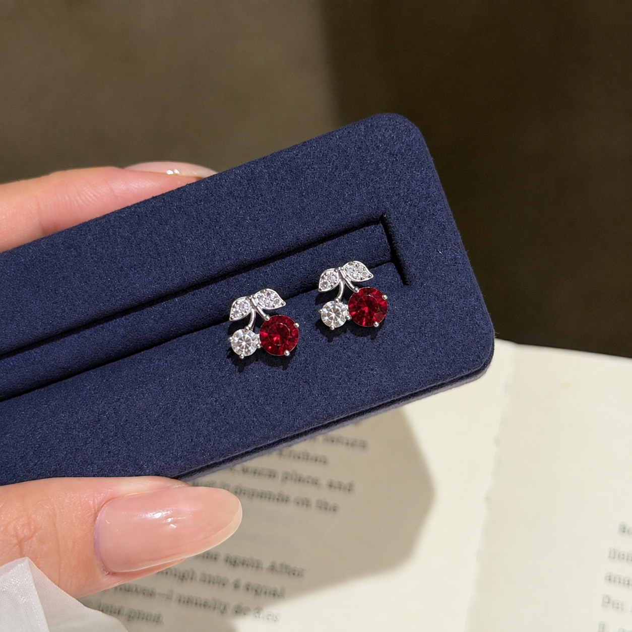 wholesale S925 sterling silver lab grown ruby stud earrings for female