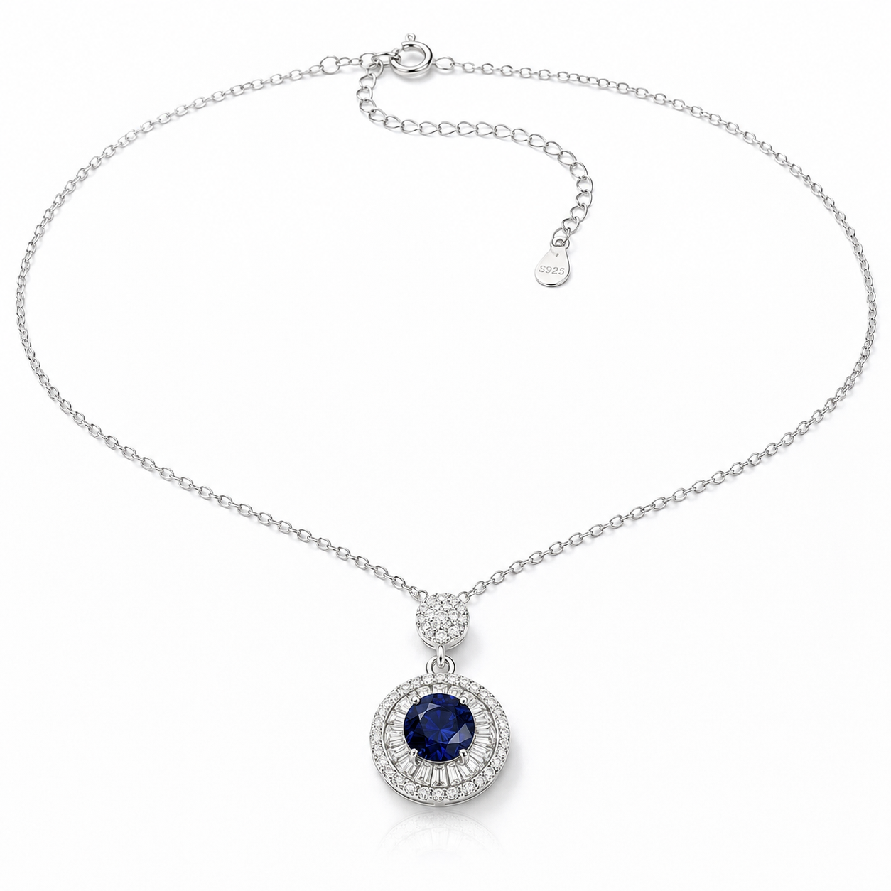 wholesale Cultivated Royal lab grown sapphire necklace 925 sterling silver necklace, high-end pendant