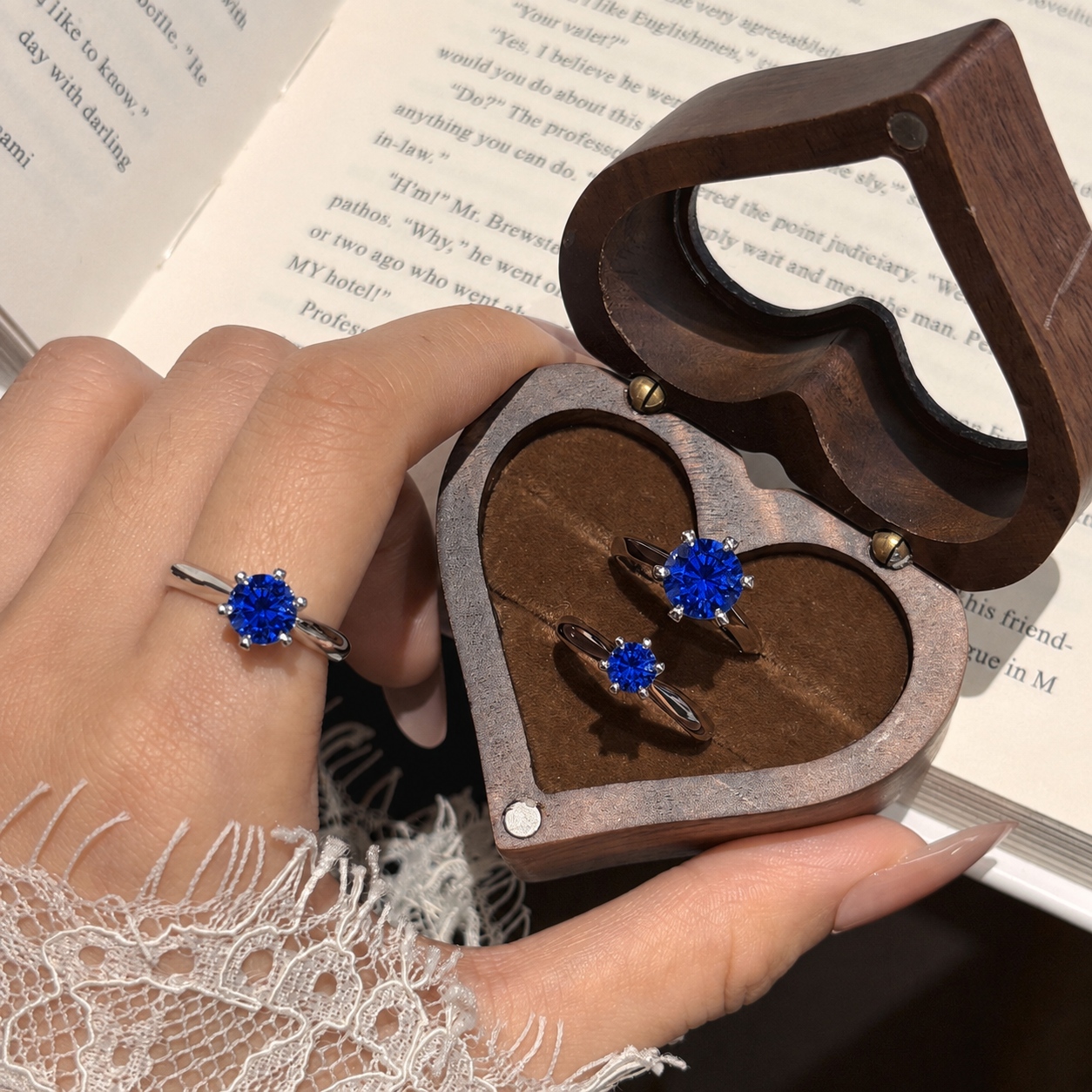 wholesale 925 sterling silver tile-cultivated lab grown sapphire royal blue round stone ring