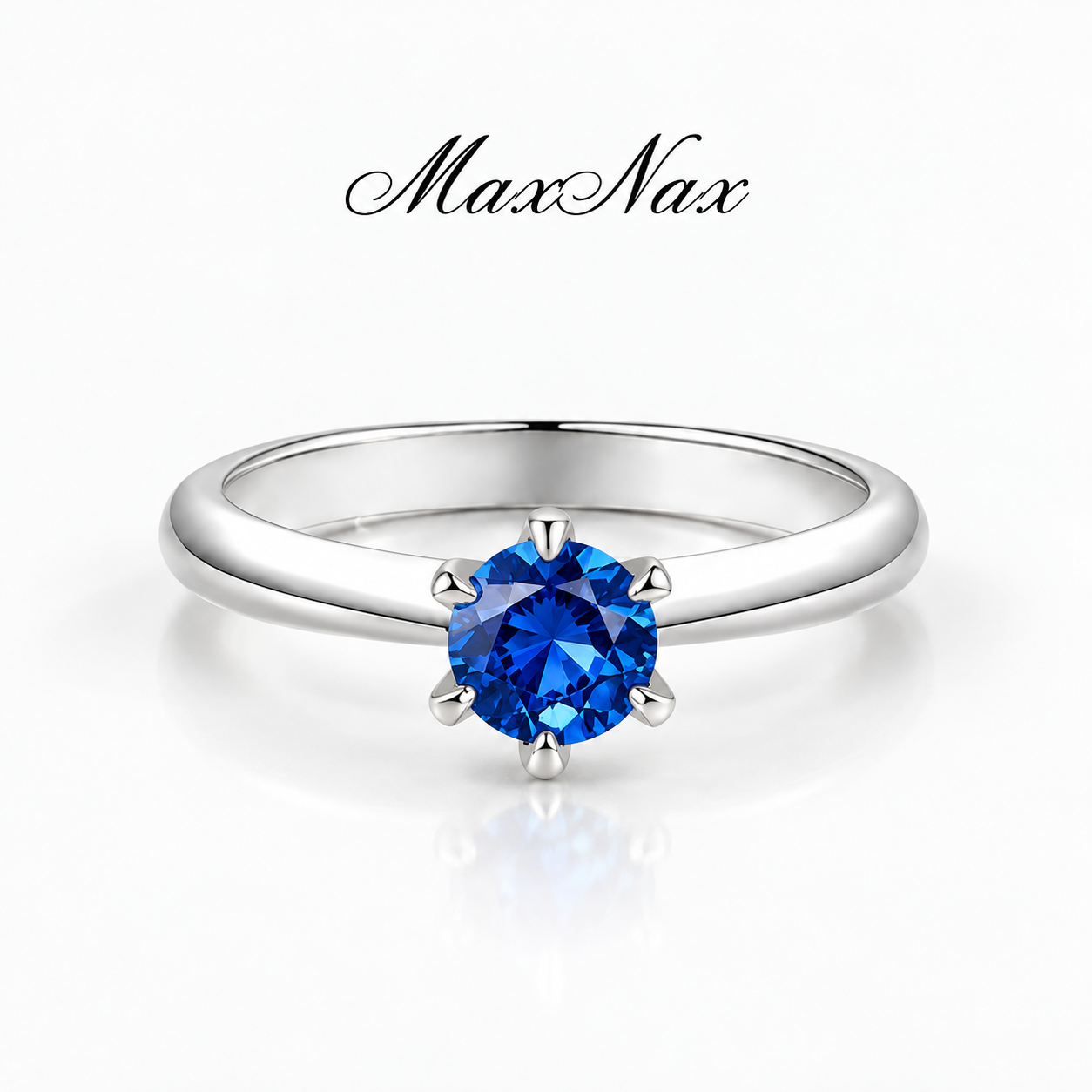 wholesale 925 sterling silver tile-cultivated lab grown sapphire royal blue round stone ring