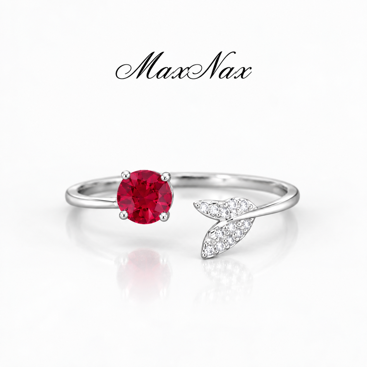 wholesale Adjustable  925 sterling silver round cultivated lab grown ruby  ring, fashionable and high-end jewelry