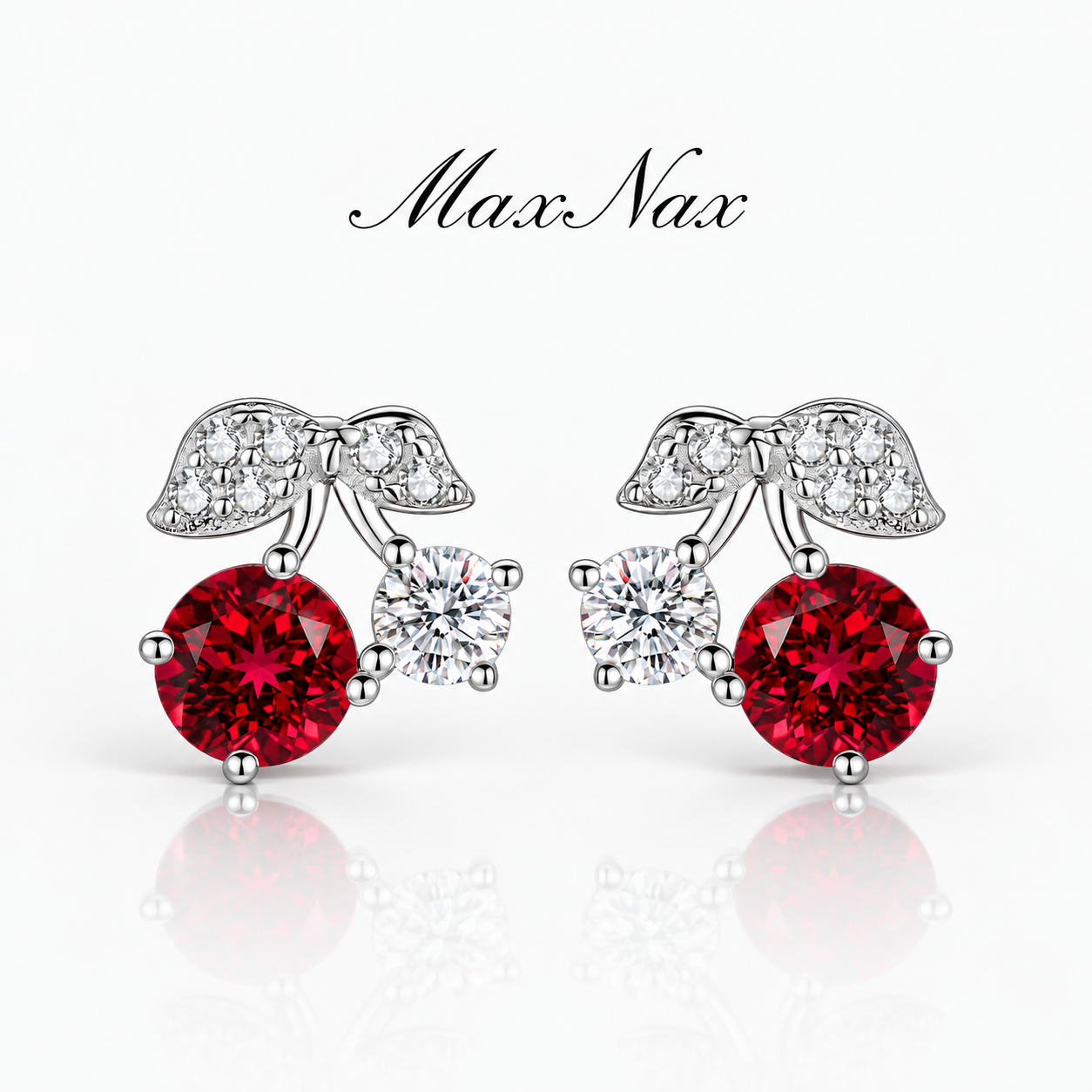wholesale S925 sterling silver lab grown ruby stud earrings for female