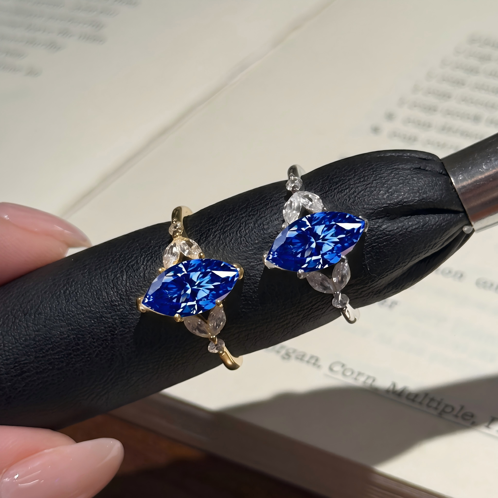 wholesale One Clara Marquise  Cultivated sapphire Sapphire S925 sterling silver Light Luxury high-end ring for women