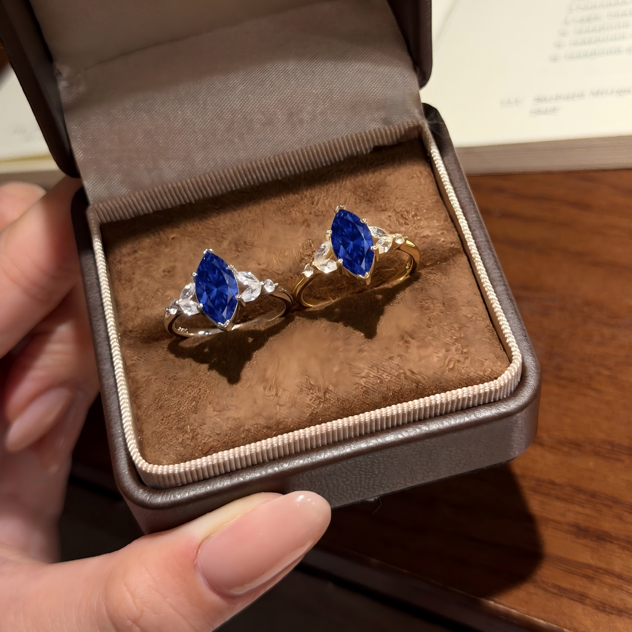 wholesale One Clara Marquise  Cultivated sapphire Sapphire S925 sterling silver Light Luxury high-end ring for women