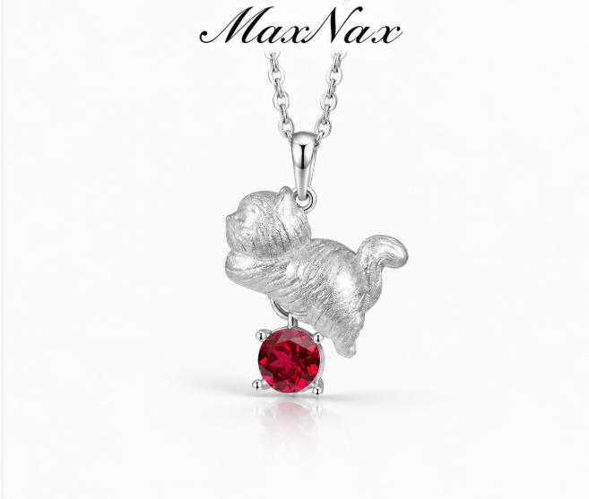 wholesale 925 sterling silver daily pulling method cultivated ruby stone animal necklace