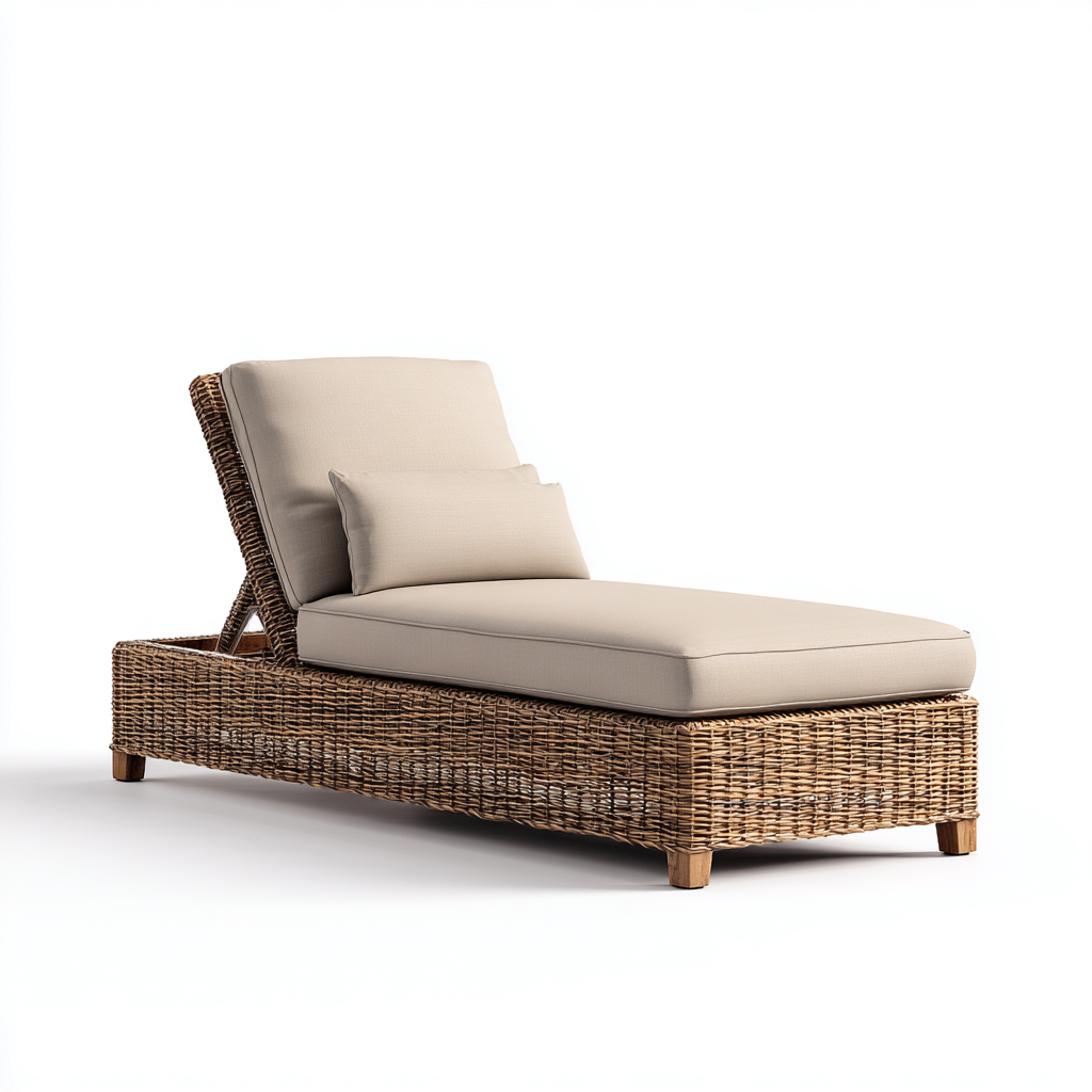 Sonnenliege Polyrattan 200x65x80 cm - hellbeige - verstellbare Gartenliege-Vanorvinest