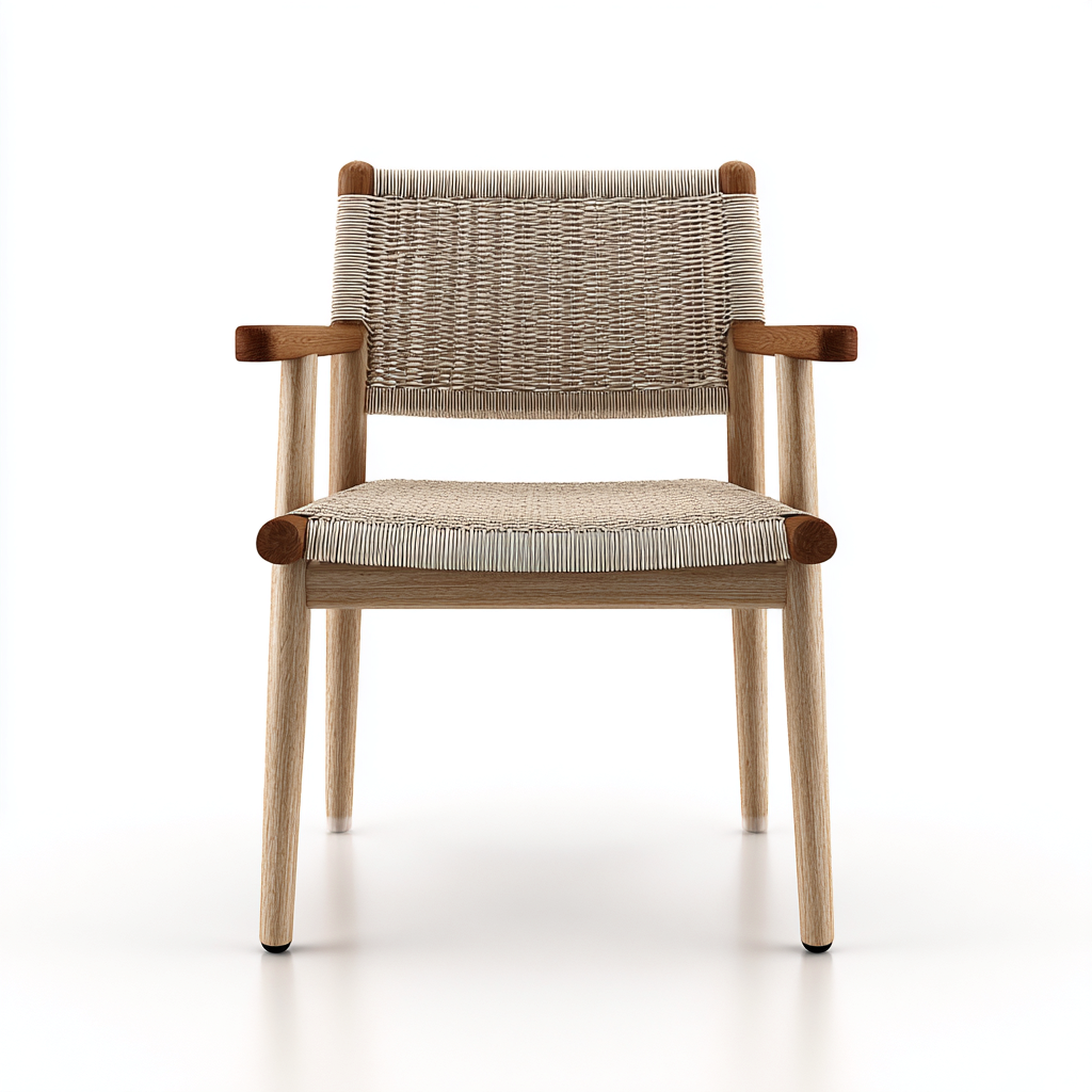 Gartenstuhl Holz Seil 58x60x80 cm Beige-Braun natürliches Design-Vanorvinest