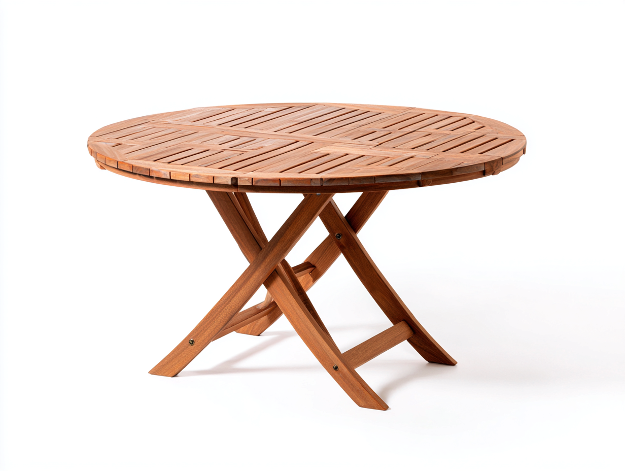 Gartentisch Holz rund 120x120x74 cm - braun - klappbares Outdoor Design-Vanorvinest