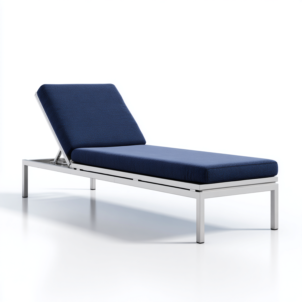 Sonnenliege Metall 198x66x82 cm - silber-blau - moderne Liege für den Garten-Vanorvinest