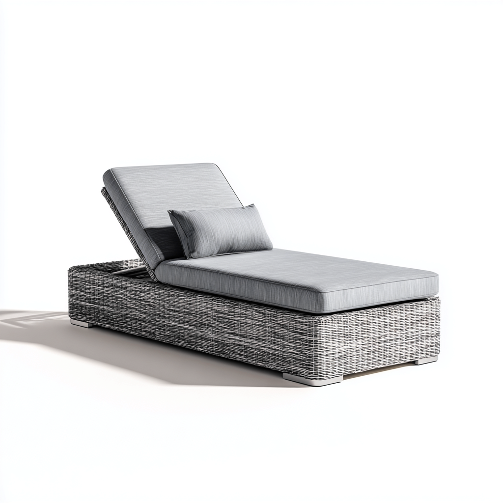Sonnenliege Polyrattan-Stoff 202x80x86 cm Grau-Silber - Verstellbare Relaxliege - Modernes Gartendesign-Vanorvinest