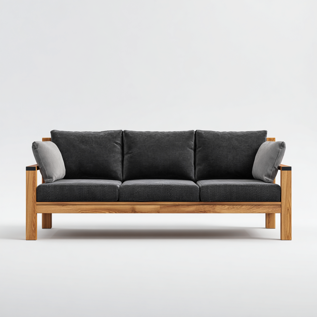 Gartensofa Holz Stoff 200x82x78 cm Braun-Grau modernes Outdoor-Sofa-Vanorvinest