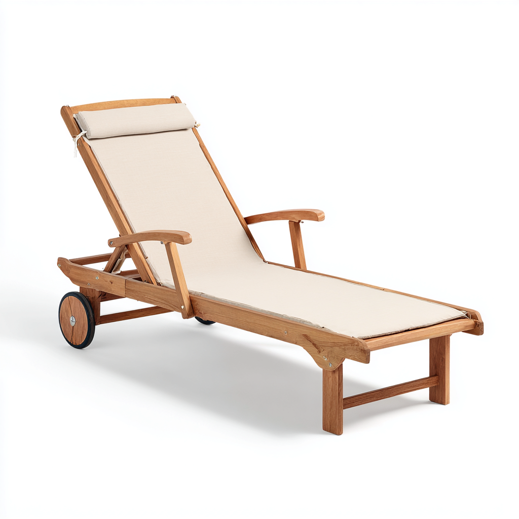 Sonnenliege Holz Textil 198x70x90 cm - Braun Beige - Verstellbares Relaxdesign-Vanorvinest