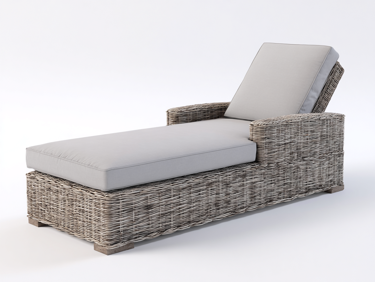 Sonnenliege aus Rattan 200x78x88 cm - Naturgrau-Hellgrau - modernes Design für den Außenbereich-Vanorvinest