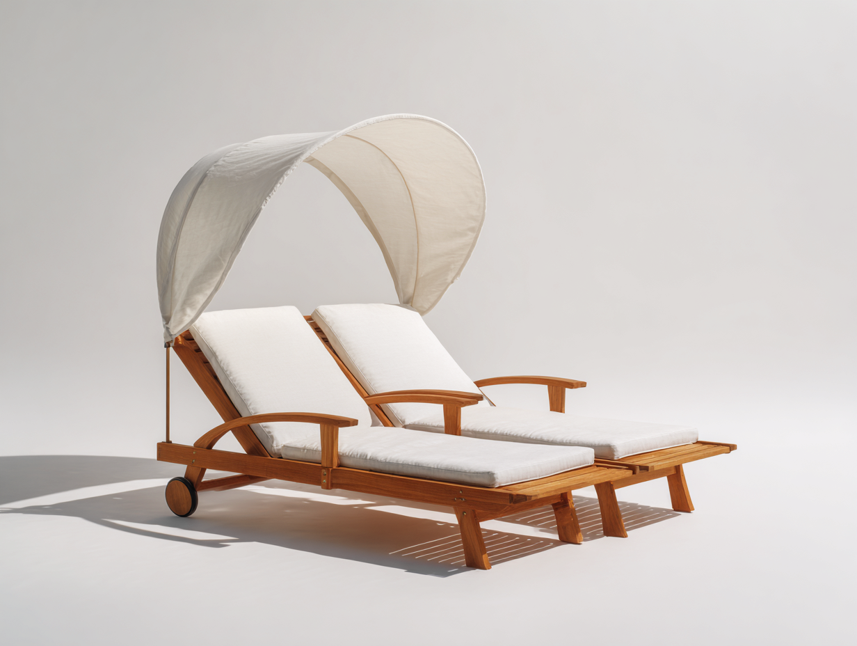 Sonnenliege Set Holz 200x140x165 cm - Braun-Creme - mit Sonnendach-Vanorvinest